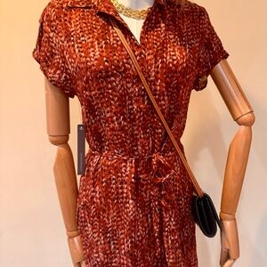 Anthropologie Rust Midi Dress